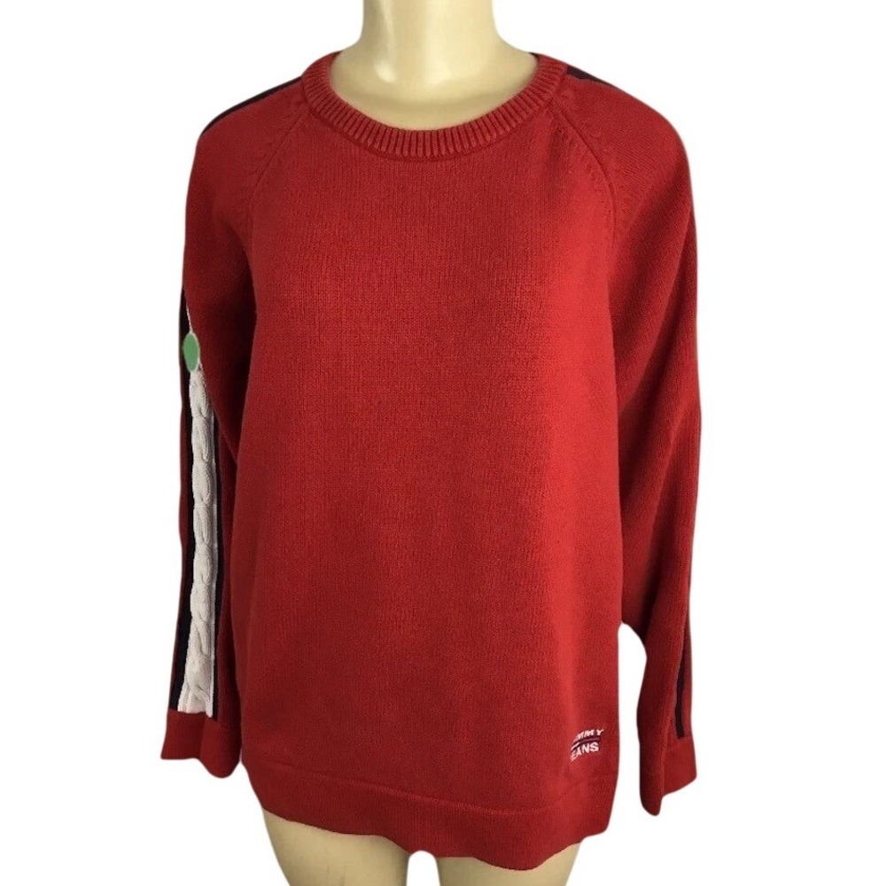 Tommy Hilfiger Jeans Sweater Mens M Knit Crew Pullover Spell Out 90s Top Vintage